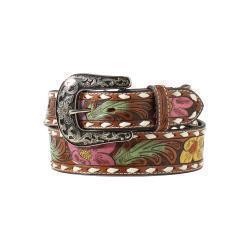 Nocona Brown Floral Buck Lacing Belt