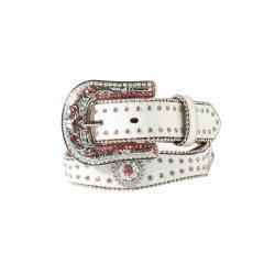 Nocona Floral Embossed White Belt