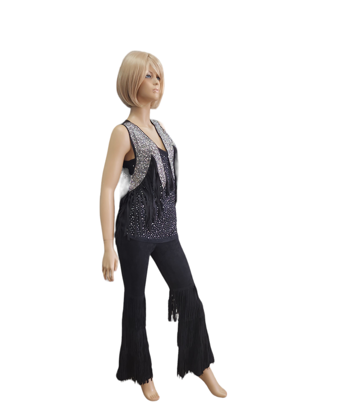 Vocal Rhinestone Yoke Fringe Vest