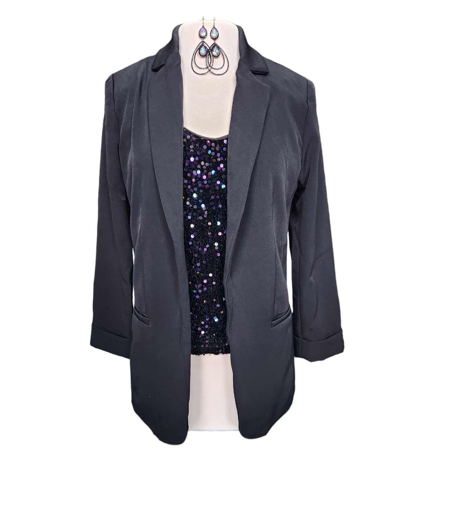 Rock & Roll Sequin Black Velvet Tank Top