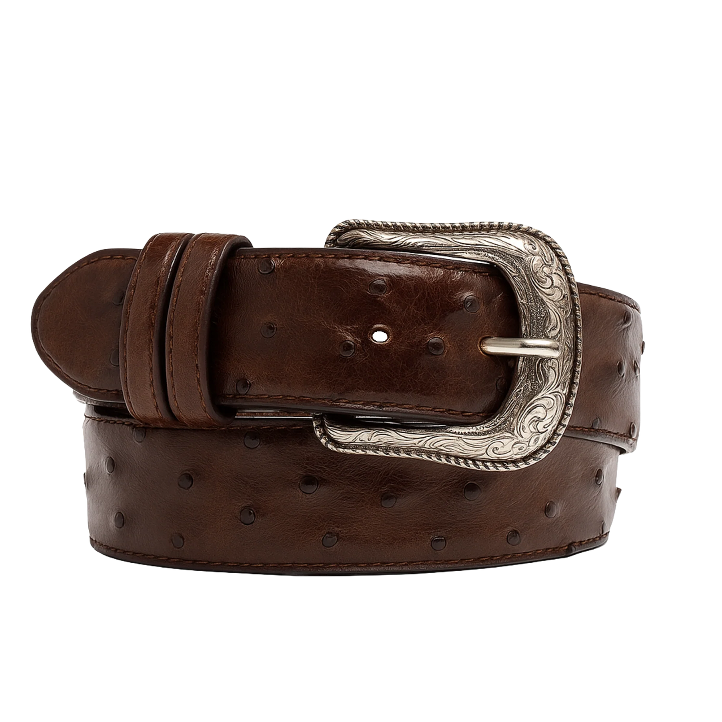 Cowtown Chocolate Ostrich Print Belt