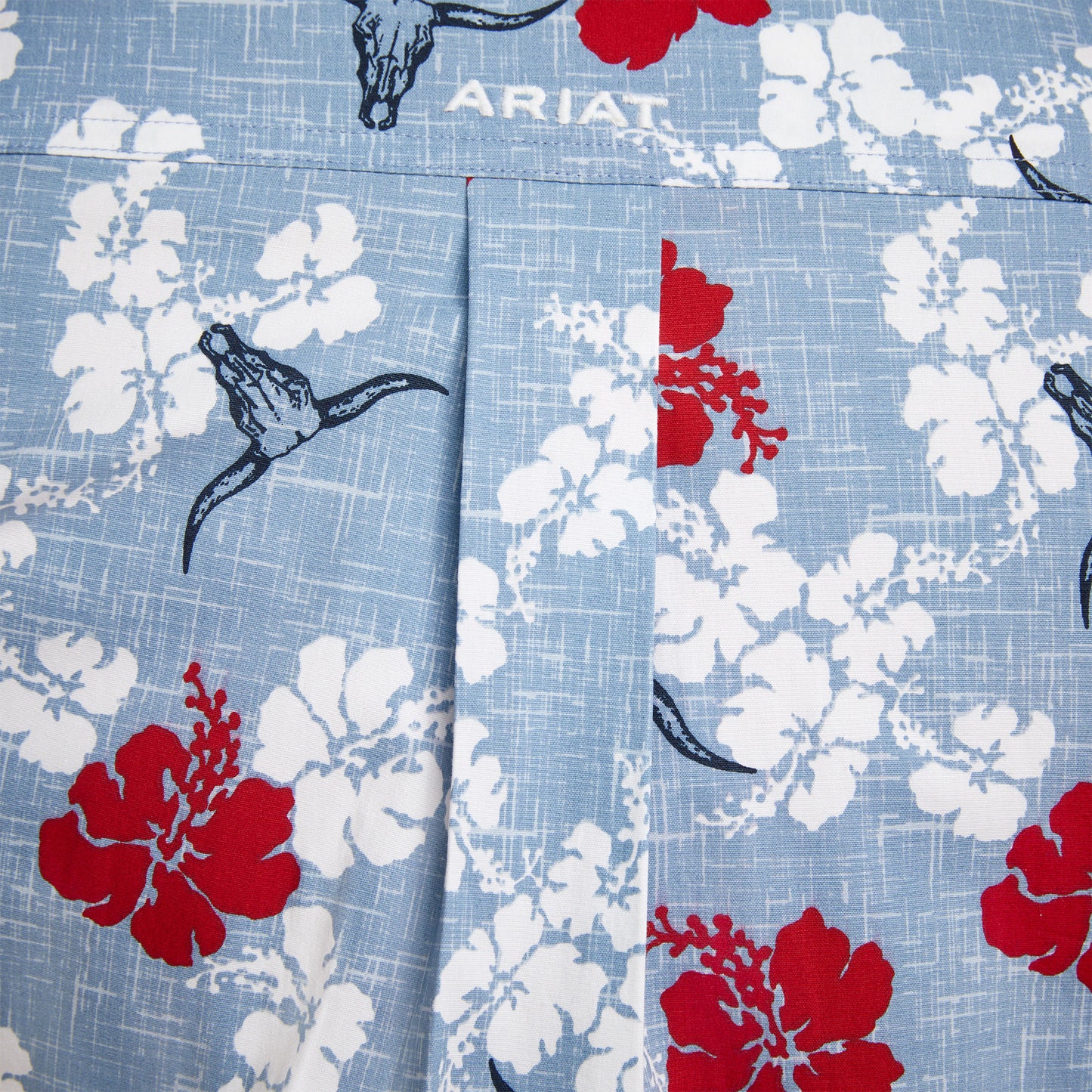 ARIAT MENS ALOHA BLUE & RED FLORAL LONG SLEEVE SHIRT