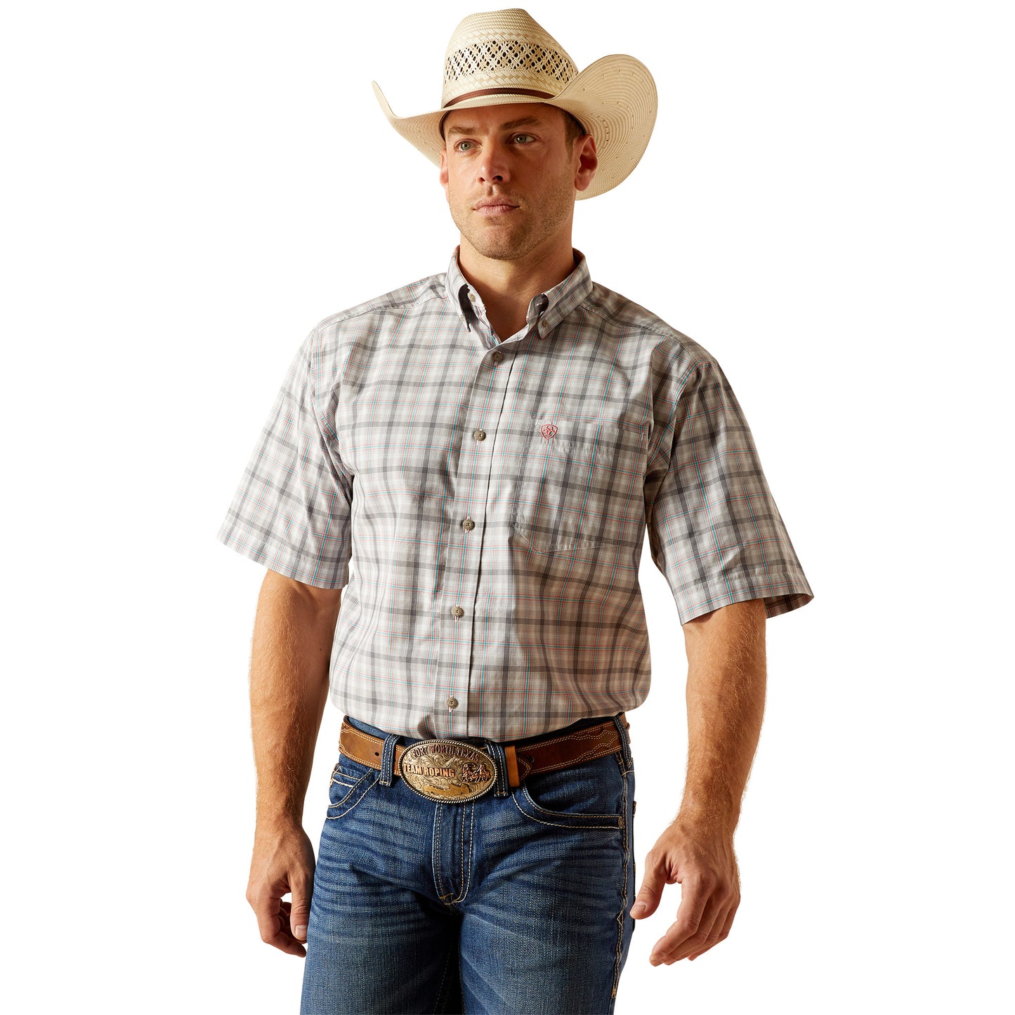 ARIAT PRO SERIES JAMIE CLASSIC FIT GREY SHORT SLEEVE SHIRT