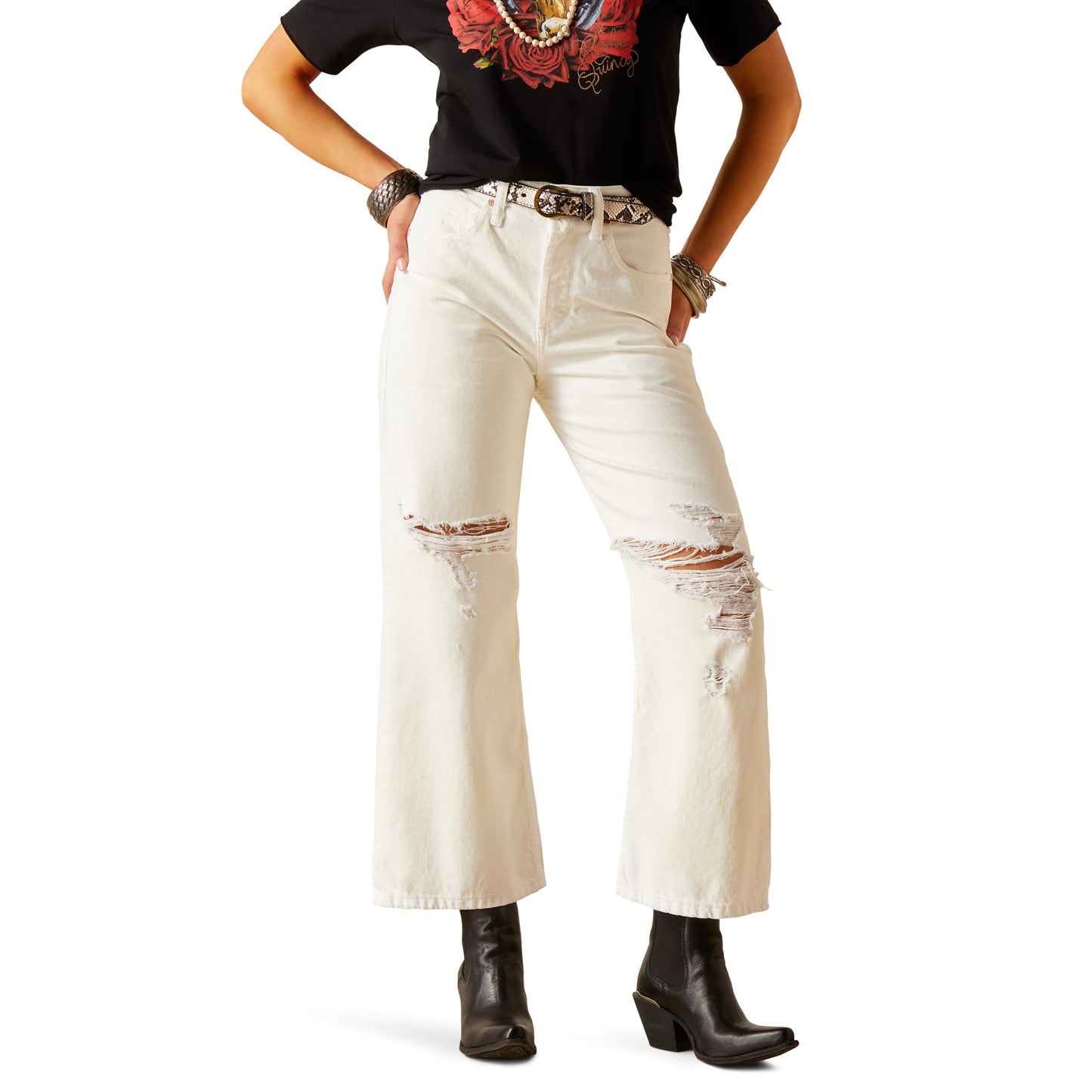 Ariat Ladies Ultra High Rise Tomboy Wide Crop Leg Jeans