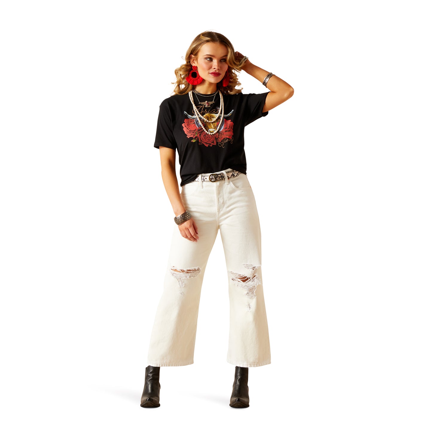 Ariat Ladies Ultra High Rise Tomboy Wide Crop Leg Jeans