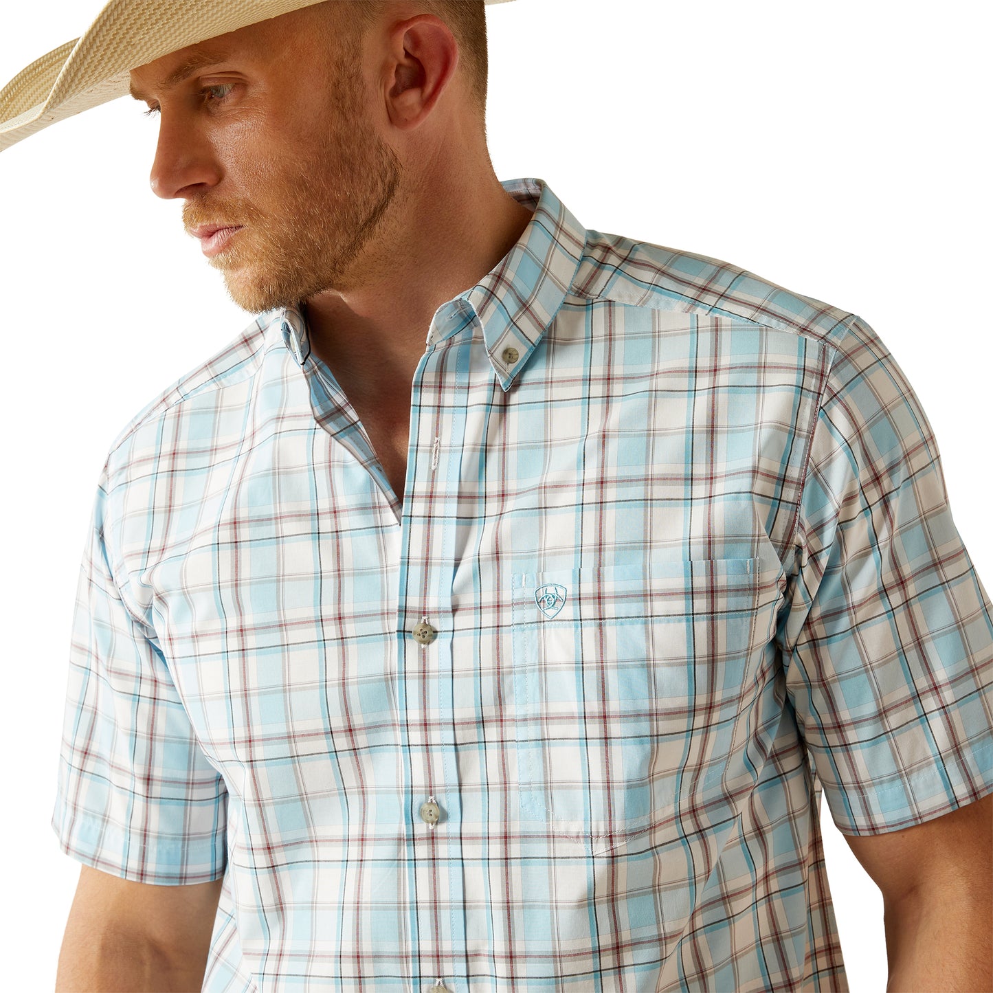 ARIAT PRO GEOFFREY LIGHT TURQUOISE SHORT SLEEVE SHIRT