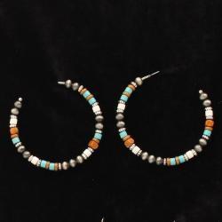 Silver Strike Beaded Multicolored Hoop Earrings