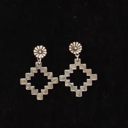 Silver Strike Earrings Etched Triangle Silver