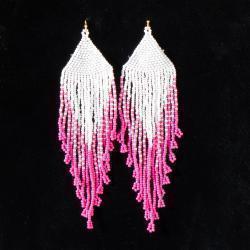 Silver Strike Hot Pink Dangle Bead Earrings