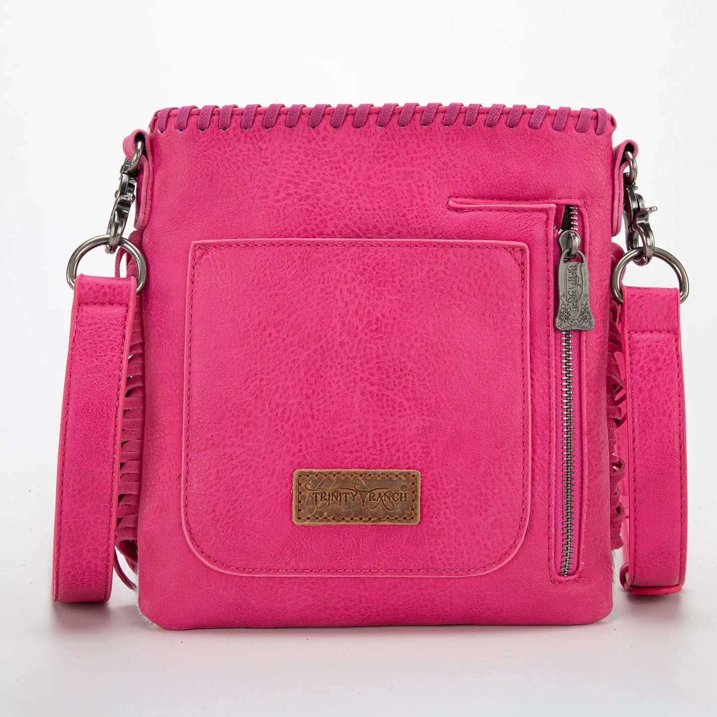 Trinity Ranch Hair-On Cowhide Hot Pink Fringe Concealed Carry Crossbody Bag