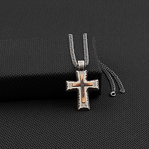 Twister Brass Chain Cross Necklace