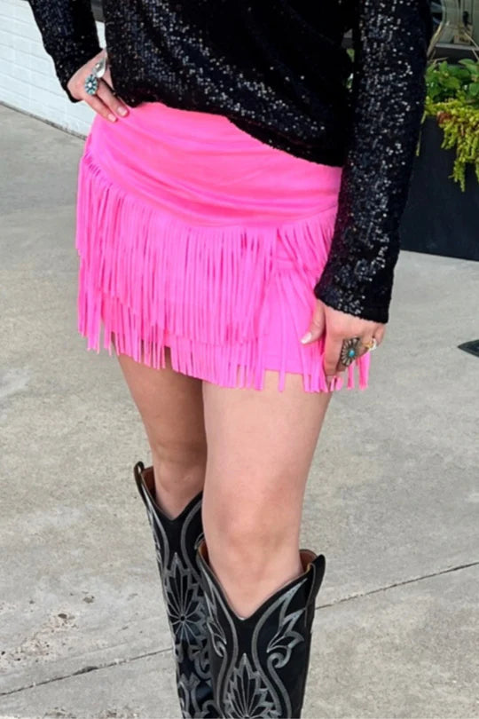 Fort Worth Pink Fringe Skirt