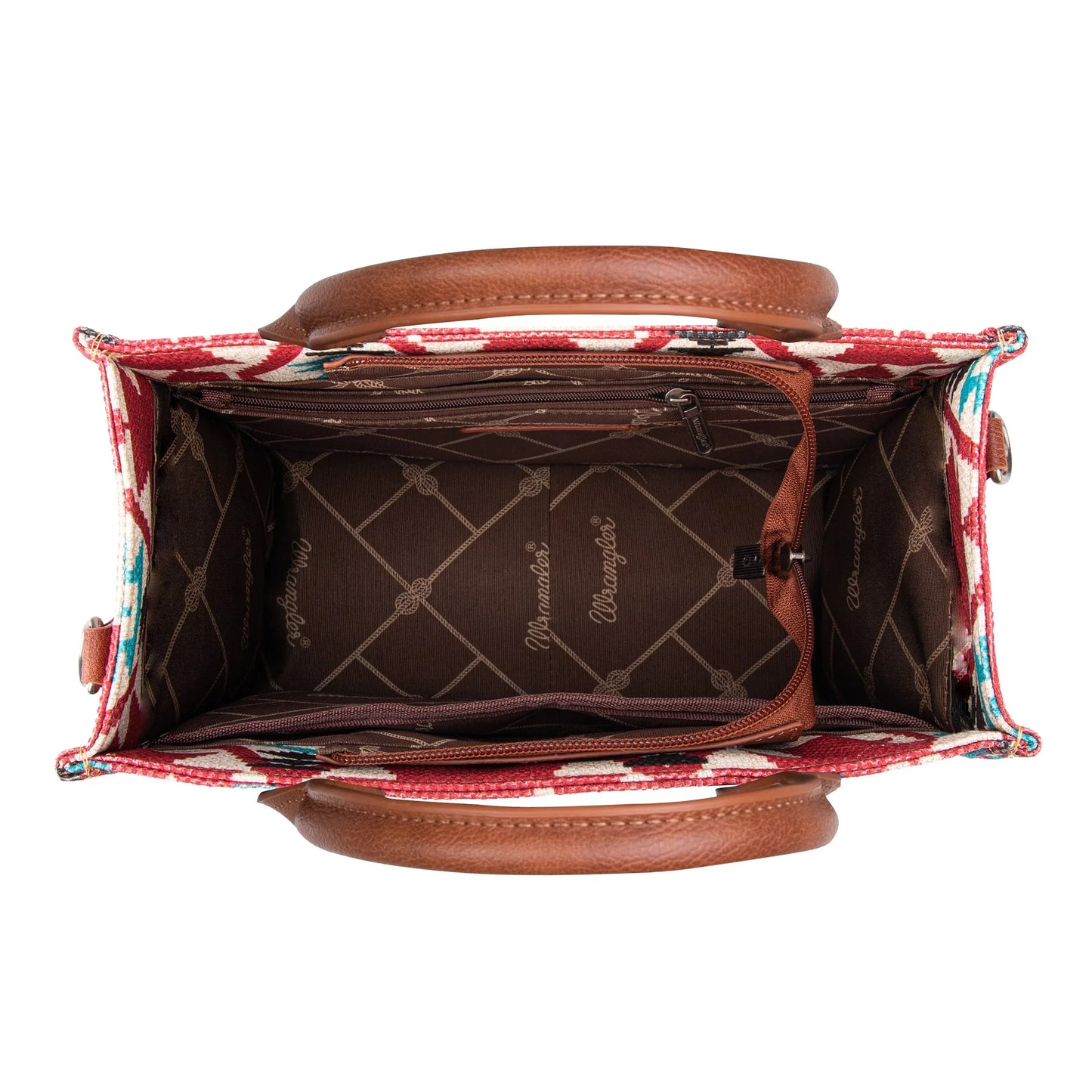 Wrangler Burgundy Southwestern Print Small Canvas Tote/Crossbody