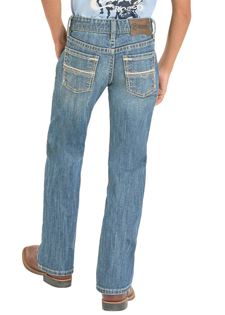 Rock & Roll Denim Boys' Regular Fit Light Ladder Stitch Bootcut Jeans