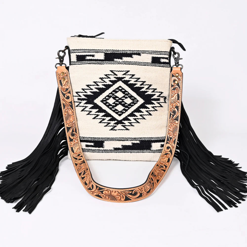 DIXIE AZTEC BLANKET CROSSBODY FRINGE PURSE