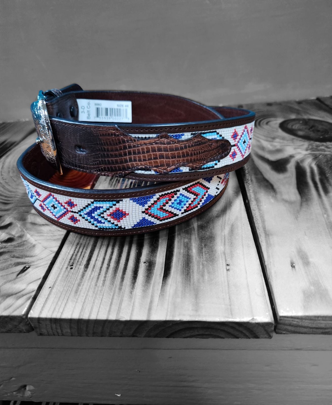 3D BROWN LIZARD BEADED BELT