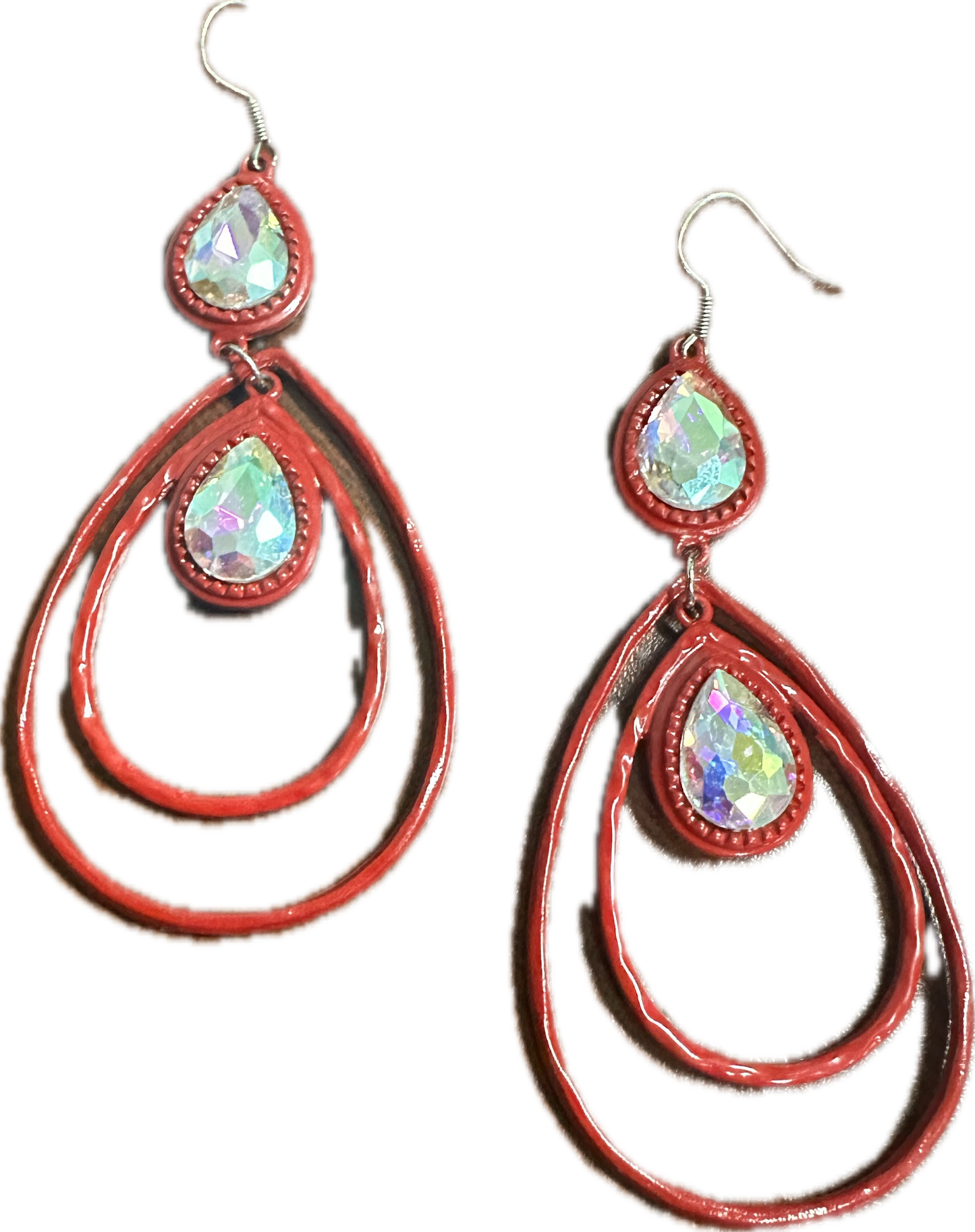 Double Layered Teardrop Glass Crystal Earrings