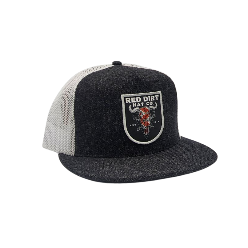 RED DIRT SOUTHWEST SKULL HEATHER BLACK/WHITE HAT