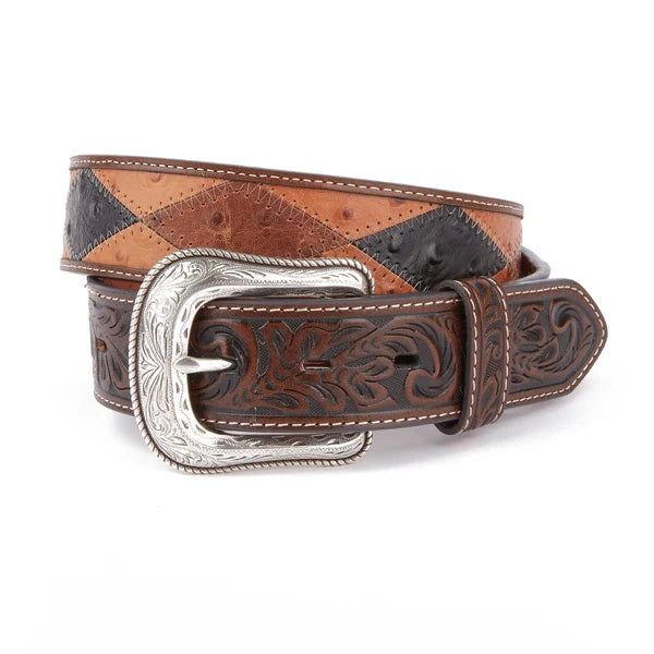 Mustang Ridge Ostrich Leather Diamond Patch Belt