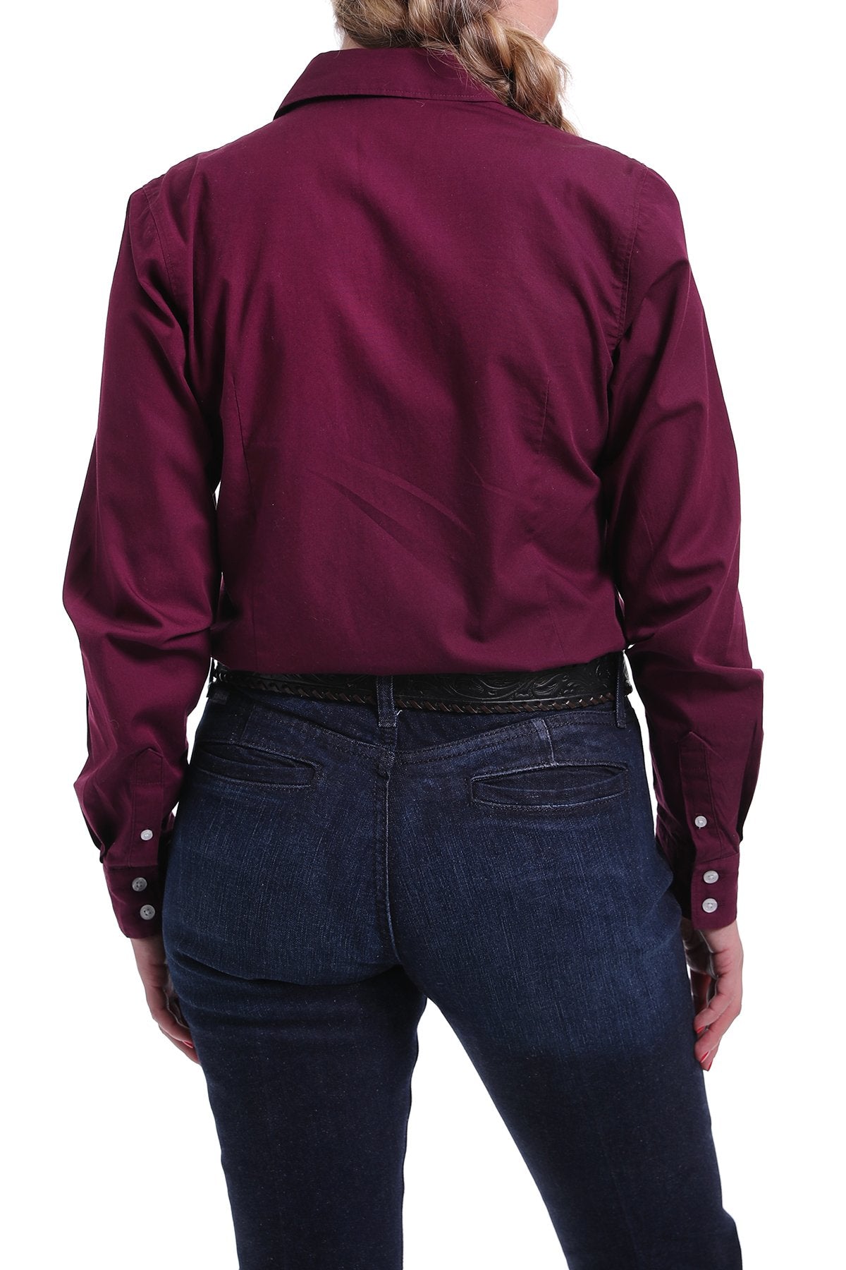 CINCH BURGUNDY SOLID BUTTON-UP SHIRT