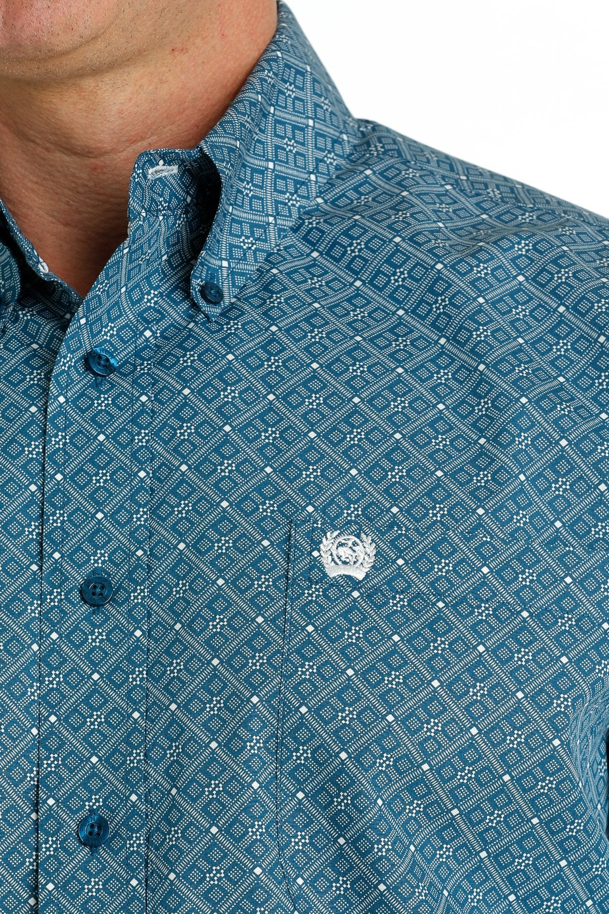 CINCH TEAL GEOMETRIC PRINT LONG SLEEVE SHIRT SHIRT