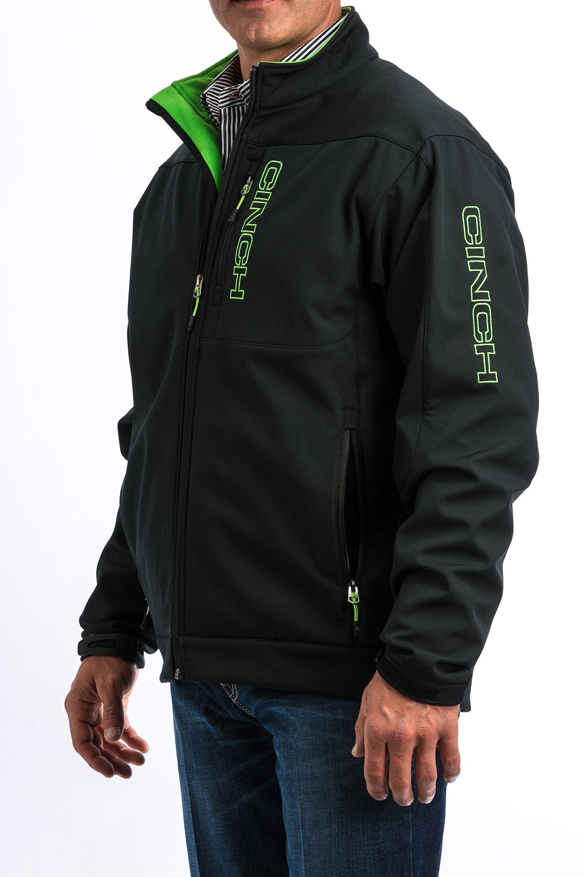 Cinch Men's Black & Lime Logo Bonded Jacket