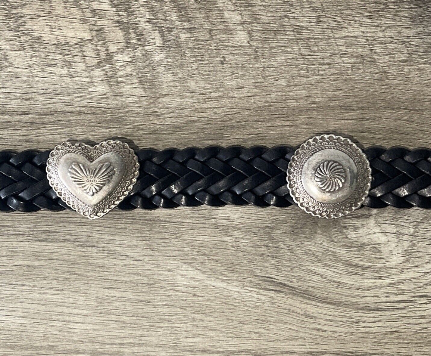 Brighton Leather Belt Concho Black Western Silver Heart