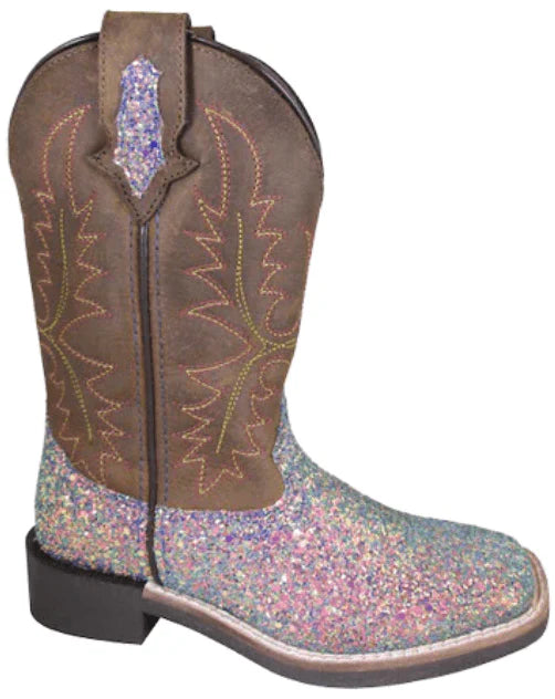 Smoky Mountain Girls Ariel Pastel Glitter Square Toe Western Boots