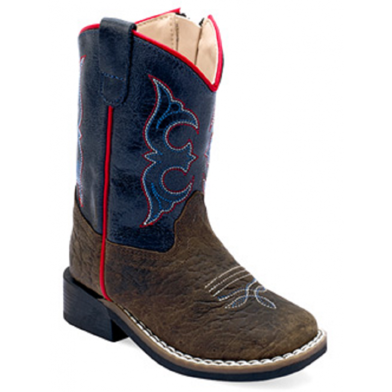 OLD WEST TODDLER DARK BROWN SQUARE TOE BOOT
