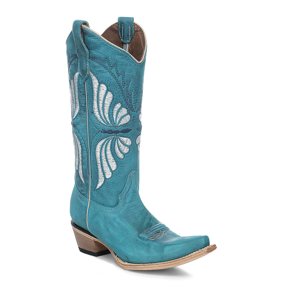 Circle G By Corral Ladies Aqua Butterfly Embroidered Cowgirl Boot