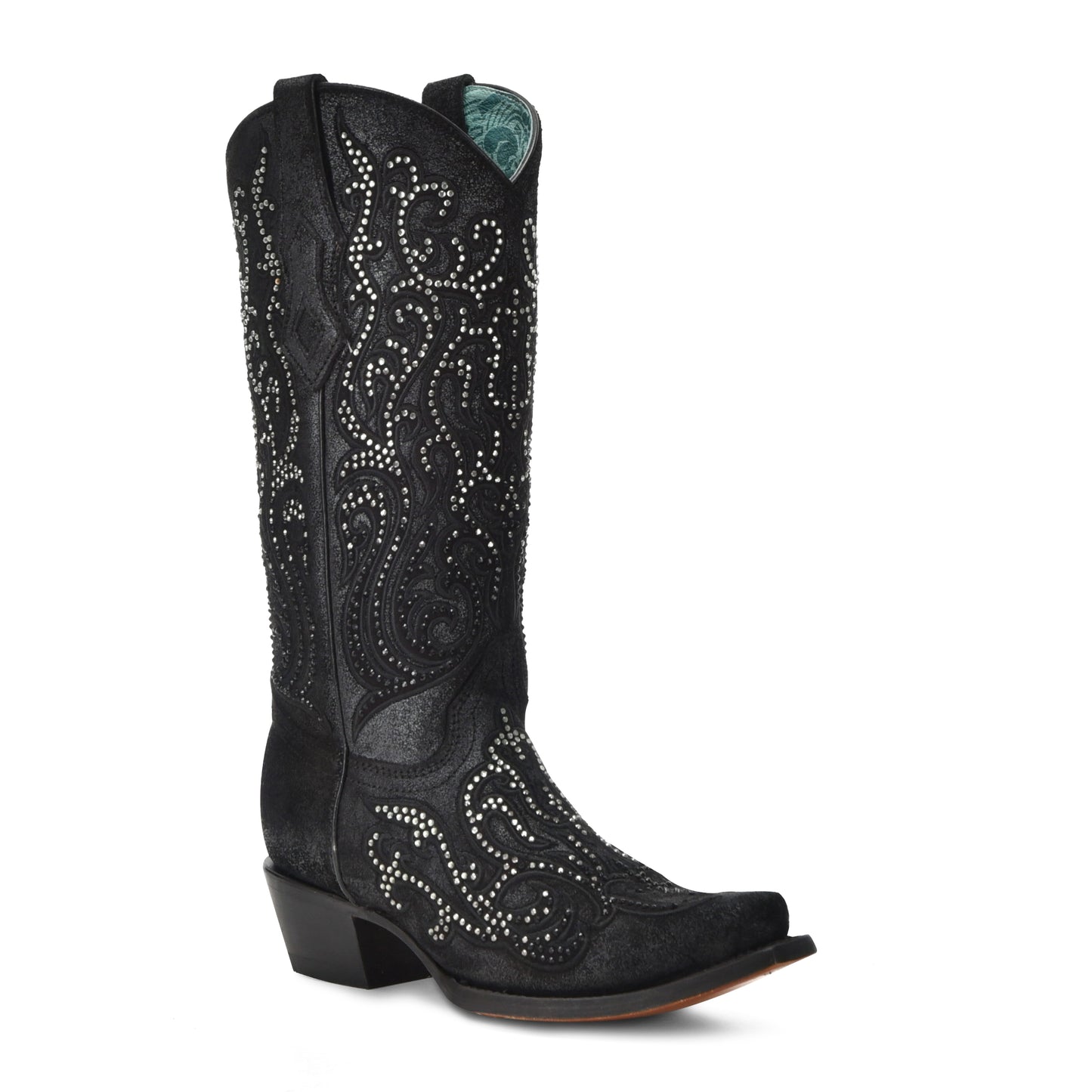 Corral Black Embroidered Crystal Boot