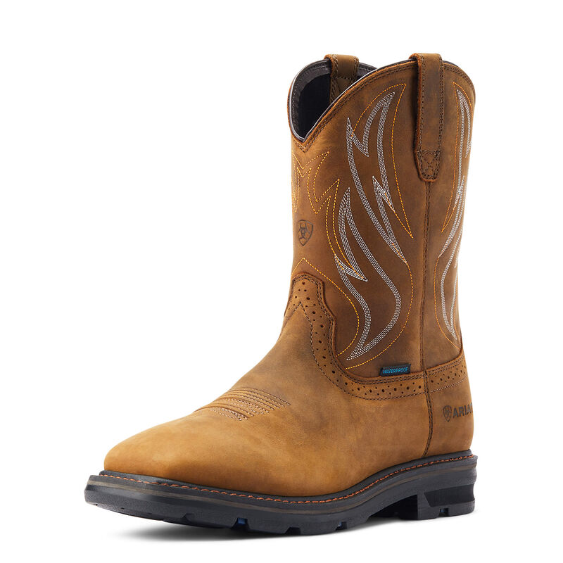 Ariat Distressed Brown Sierra Shock Shield Waterproof Work Boot