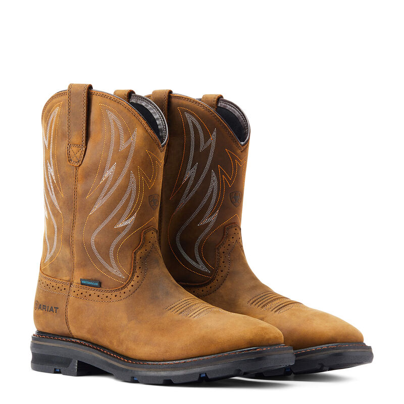 Ariat Distressed Brown Sierra Shock Shield Waterproof Work Boot