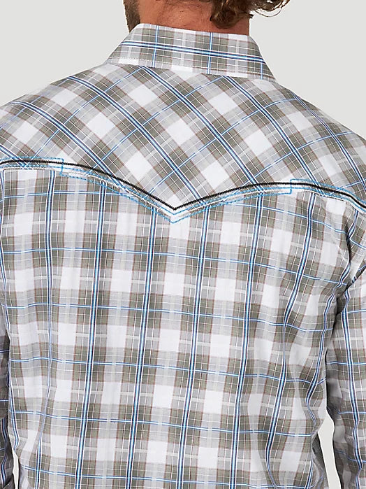 ROCK 47 WRANGLER FROSED GREY EMBROIDERED YOKE SNAP SHIRT
