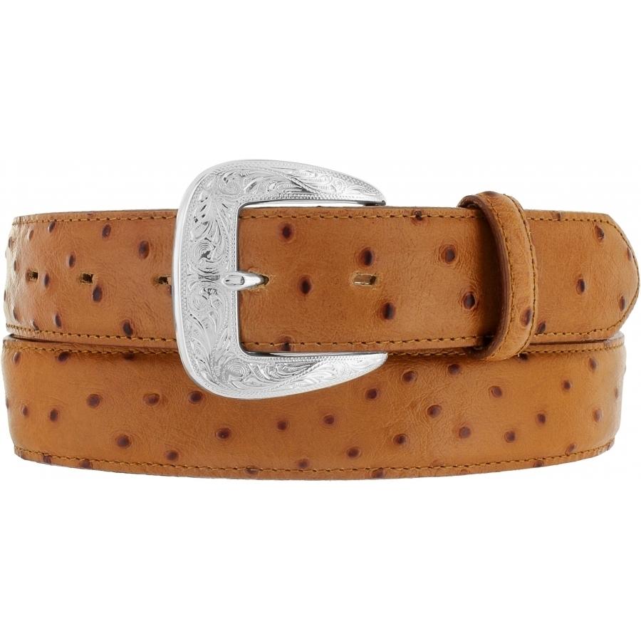 Tony Lama Men's Peanut Ostrich Print Western Belt