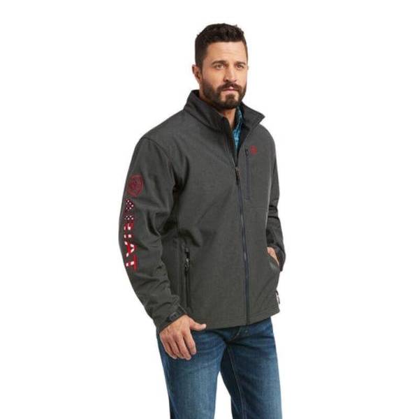 ARIAT CHARRCOAL AMERICANA LOGO 2.0 SOFTSHELL JACKET
