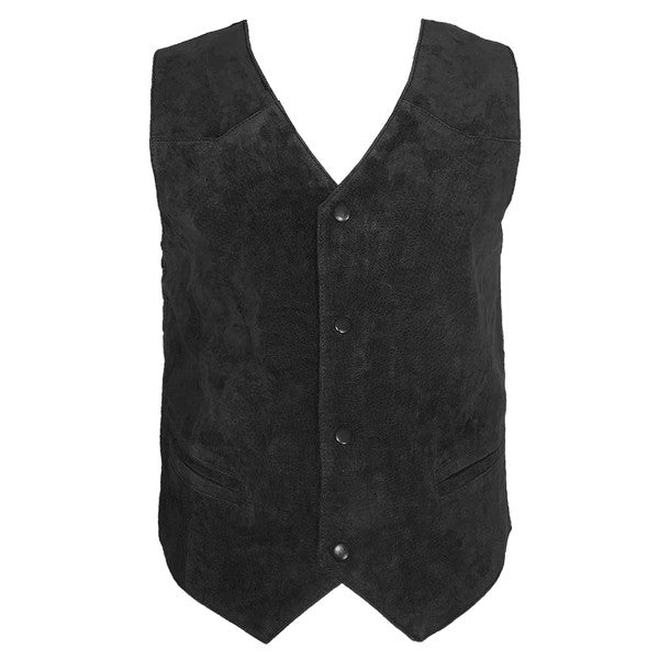 Suede Snap Front Pocket Western Vest