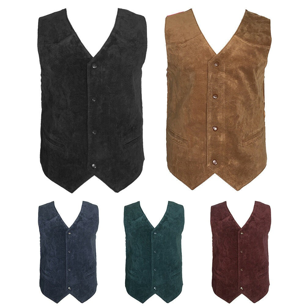 Suede Snap Front Pocket Western Vest