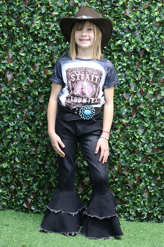 BLACK DENIM DENIM BELL PANTS