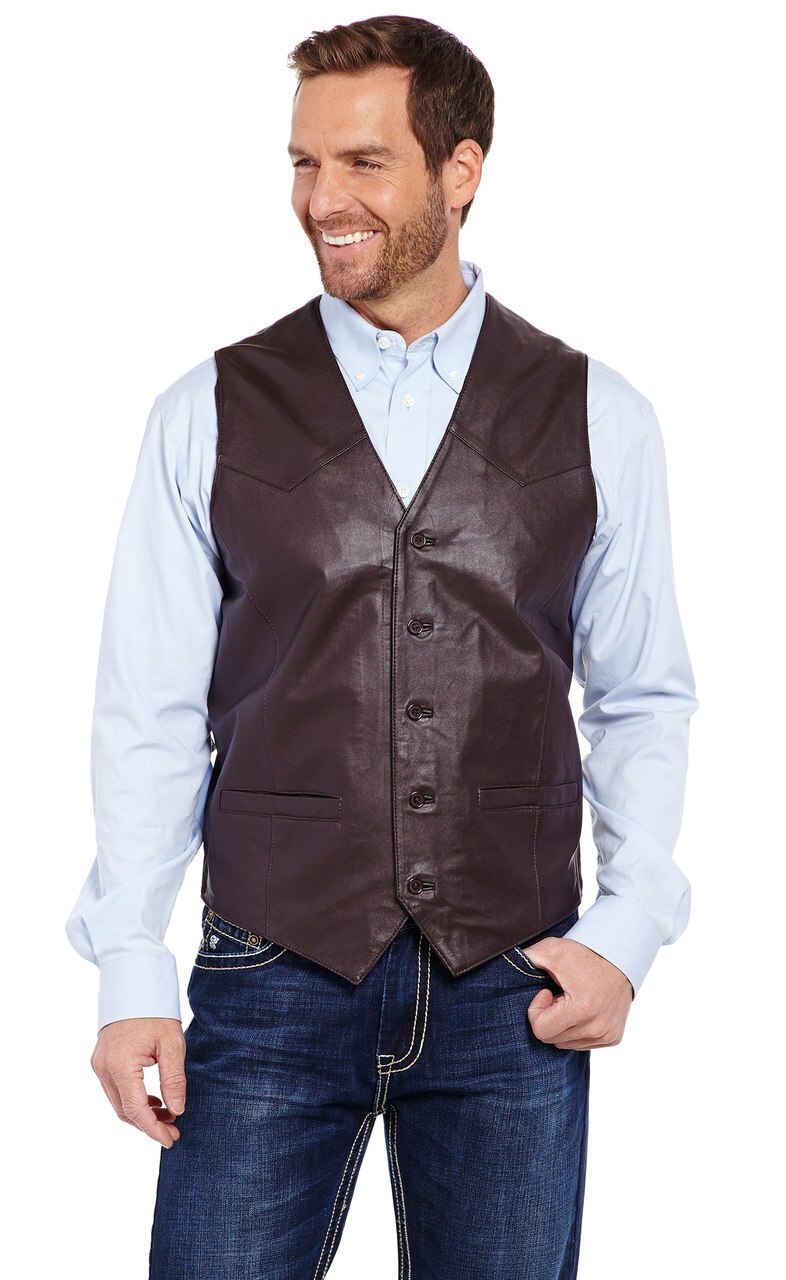 CRIPPLE CREEK BUTTON FRONT LEATHER VEST