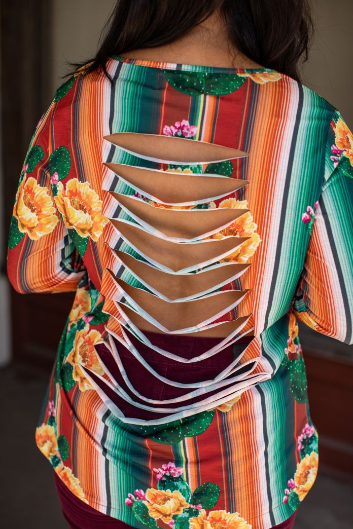 CACTUS SERAPE SHREDDED BACK TOP