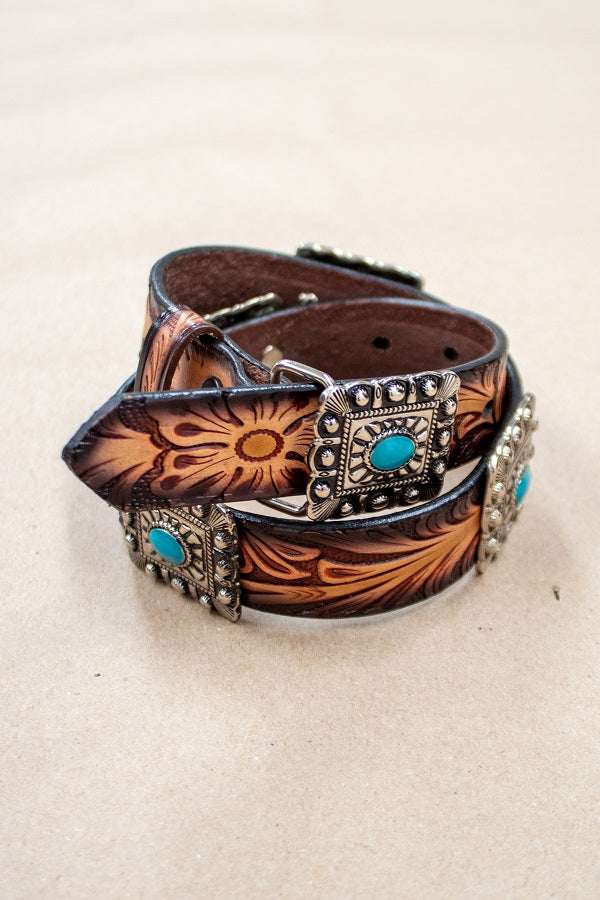 Girls Handmade Flower Design Genuine Leather Belts