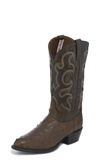 TONY LAMA LINTEL COFFEE FULL QUILL OSTRICH BOOT