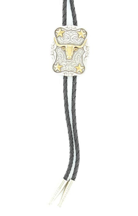 Silver Longhorn Star Adult Bolo Tie