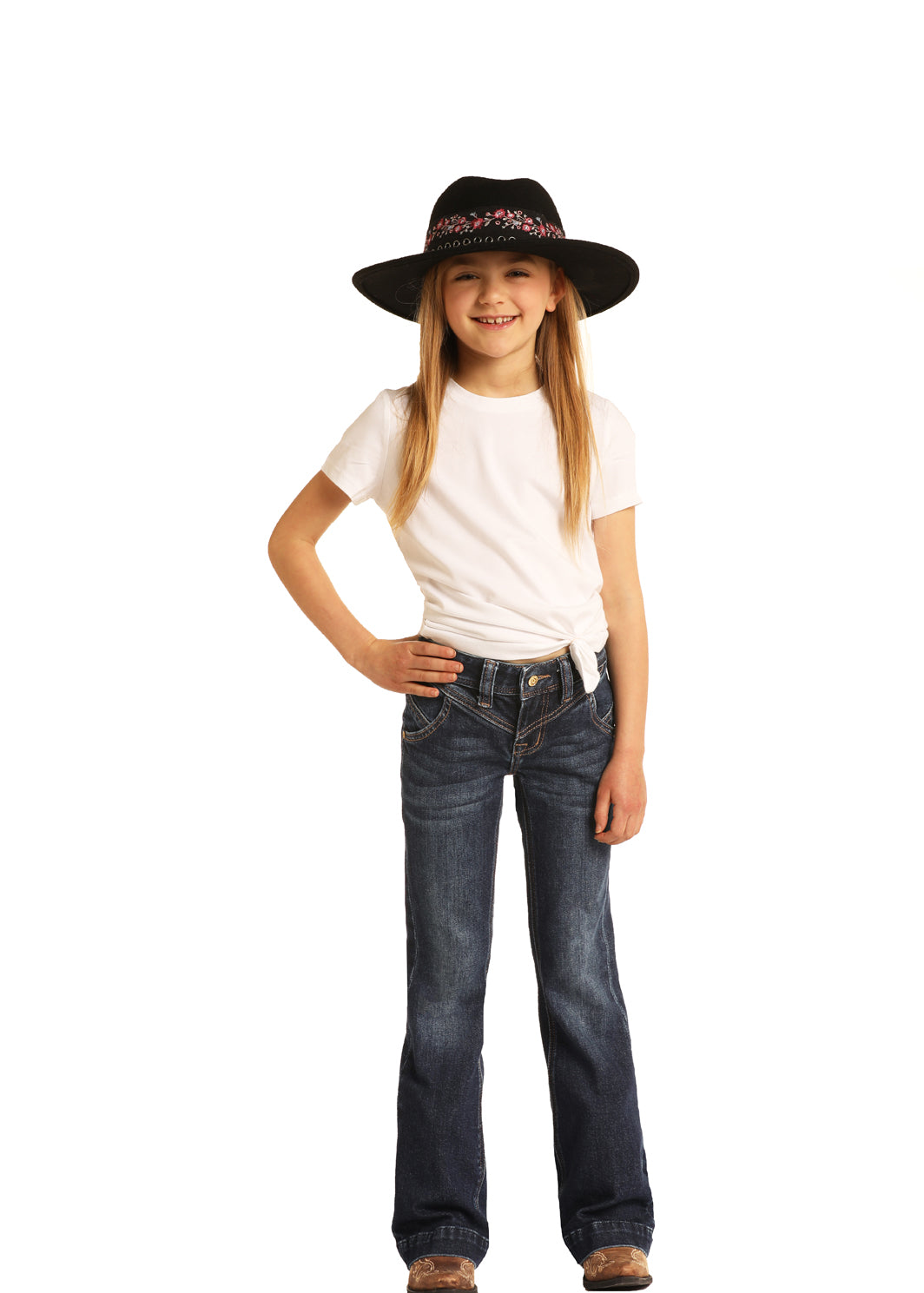 ROCK & ROLL GIRL'S DARK WASH TROUSER