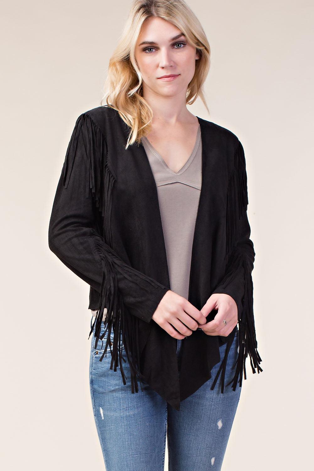 BLACK SUEDE FRINGE JACKET