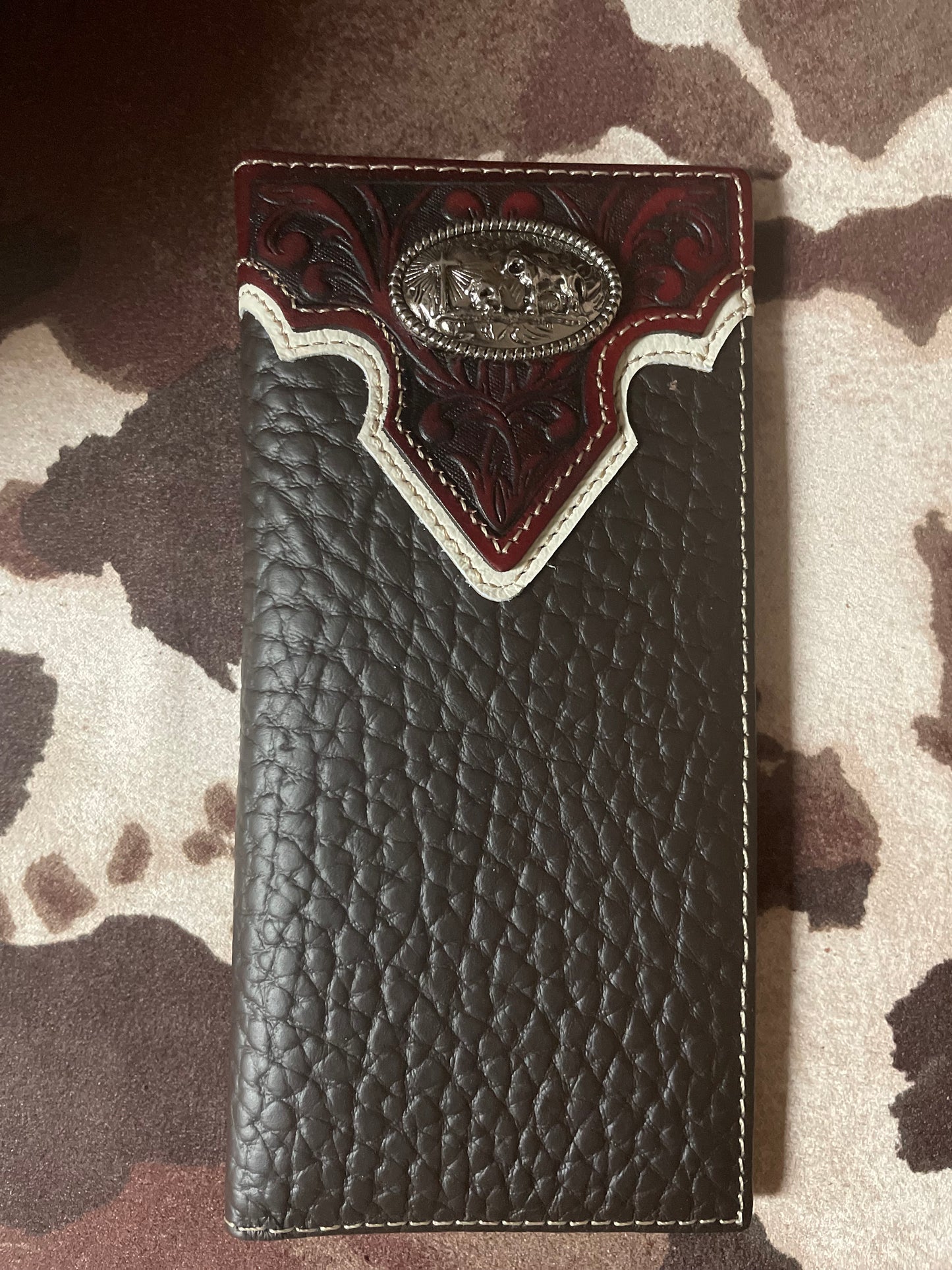 Brown Floral Embossed with Praying Cowboy Concho Wallet