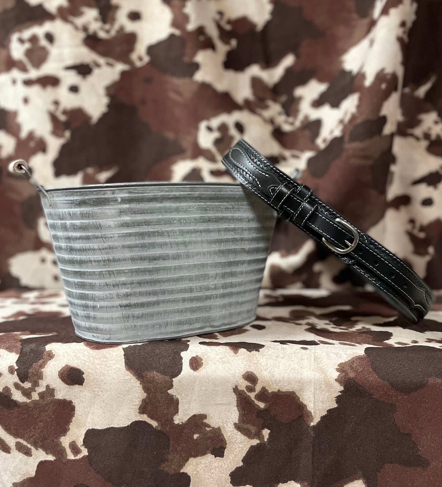 Black Braided Leather Ranger Belt