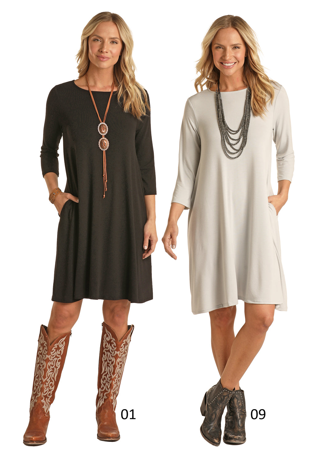 PANHANDLE 3/4 SLEEVE SWING DRESS