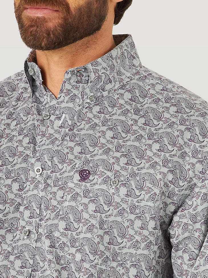 WRANGLER GEORGE STRAIT PURPLE PAISLEY LONG SLEEVE SHIRT